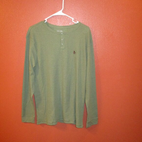 Original Penguin NEW Men Large Green Warm Outdoor Vacation Long Sleeve Shirt - Picture 4 of 11